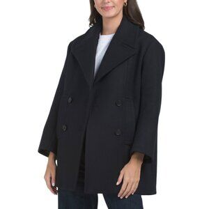 MAJE marine Wool Double Breasted Pea Coat